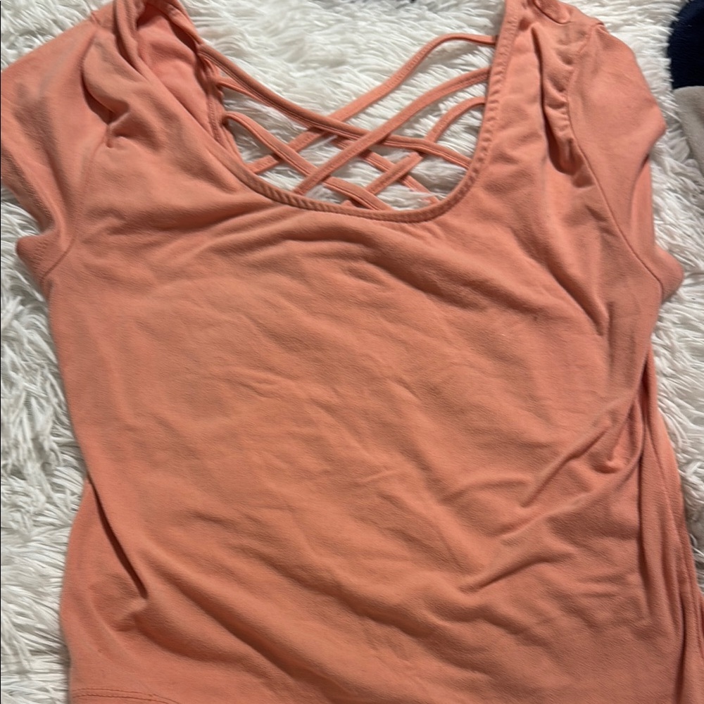 Peach Crisscross Back Women's Top